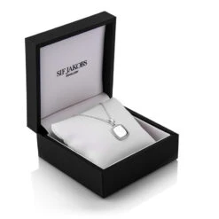 Necklace Follina Quadrato With White Zirconia Stones -Fashion Accessories silver gold cz necklace in box