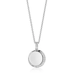 Half Moon White Zirconia Necklace – Silver