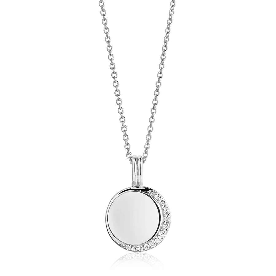 Half Moon White Zirconia Necklace – Silver 3 Half Moon White Zirconia Necklace – Silver