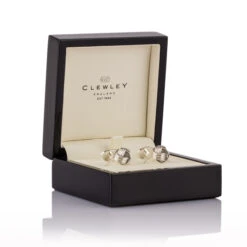 Silver Knot Engraved Cufflinks -Fashion Accessories silver knot cufflinks in box
