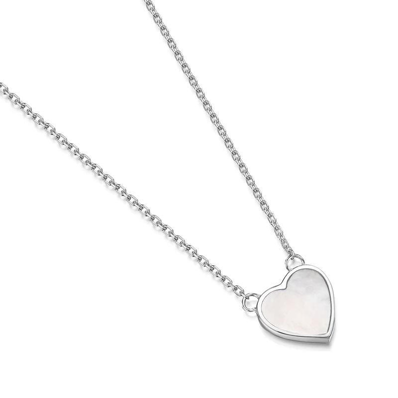 Small Pearl Heart Engraved Necklace – Silver 4 Small Pearl Heart Engraved Necklace – Silver - Image 2