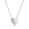 Small Pearl Heart Engraved Necklace – Silver -Fashion Accessories silver pearl heart necklace front