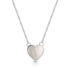 Small Pearl Heart Engraved Necklace – Silver