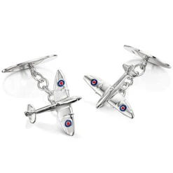 Spitfire Silver Engraved Cufflinks