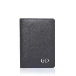 Pebble Grain Leather Card Holder – Black