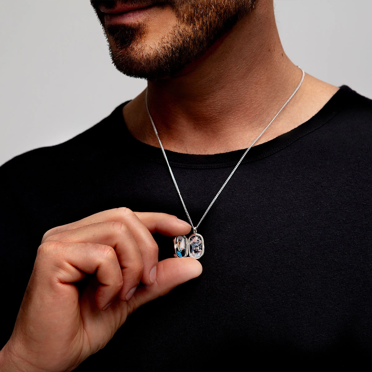 Men’s Small Lapis Dog Tag Locket – Silver 7 Men’s Small Lapis Dog Tag Locket – Silver - Image 5