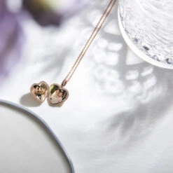Scroll Heart Rose Gold Locket -Fashion Accessories small heart rose gold 5 3