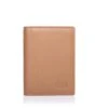 Pebble Grain Leather Card Holder – Cognac -Fashion Accessories small tan wallet dents front