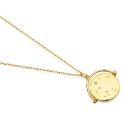 Night Sky Spinning Disc Necklace – Gold 7 Night Sky Spinning Disc Necklace – Gold -Fashion Accessories spinning disc gold constellation side