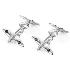 Spitfire Silver Engraved Cufflinks -Fashion Accessories spitfire cufflinks left