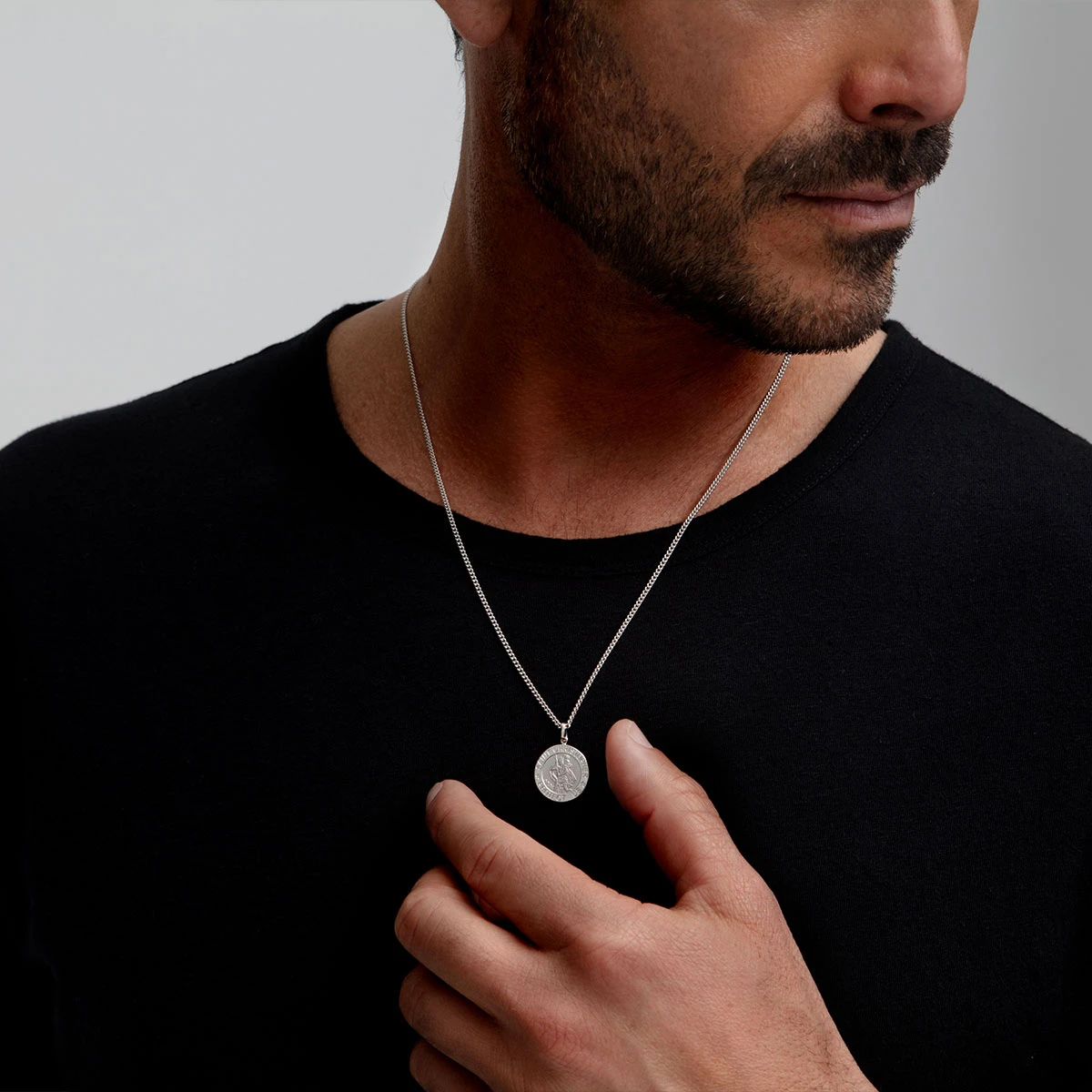 St Christopher Protect Us Round Necklace – 925 Solid Silver 4 St Christopher Protect Us Round Necklace – 925 Solid Silver - Image 2