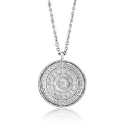 Ania Haie Sun Engraved Necklace – Silver -Fashion Accessories sun necklace large silver